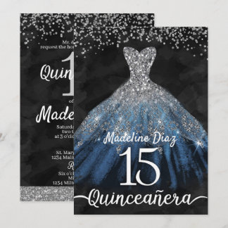 Navy Blue Quinceanera Einladung Cumpleanos