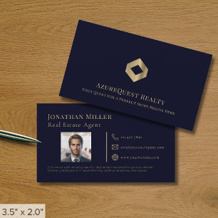 Navy Blue Real Anwesen Agent Foto Business Card Visitenkarte