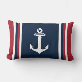 Navy Blue Red Nautical Throw Kissen Anker