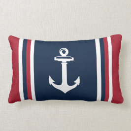 Navy Blue Red Nautical Throw Kissen Anker
