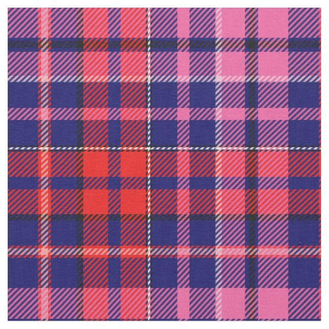 Navy Blue Red Pink Plaid Tartan Design  Stoff (Nahaufnahme)