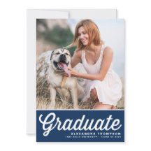 Navy Blue Retro Bold Typografy Foto Abschluss