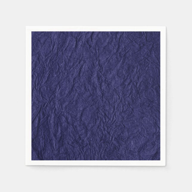 Navy Blue Retro Crumpled Paper Serviette (Vorderseite)