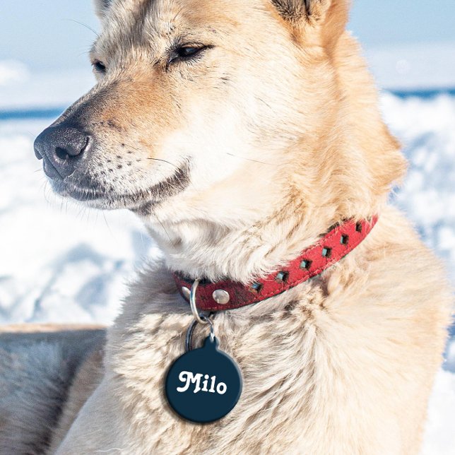 Navy Blue Retro Haustiermarke (Von Creator hochgeladen)