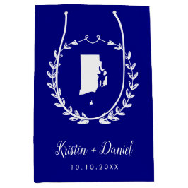 Navy Blue Rhode Island Map Wedding Welcome Swag Mittlere Geschenktüte