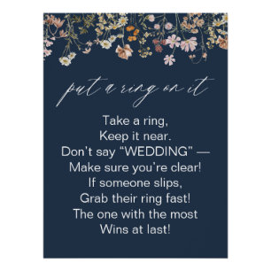 Navy Blue Ring auf dem Brautparty Game Poster