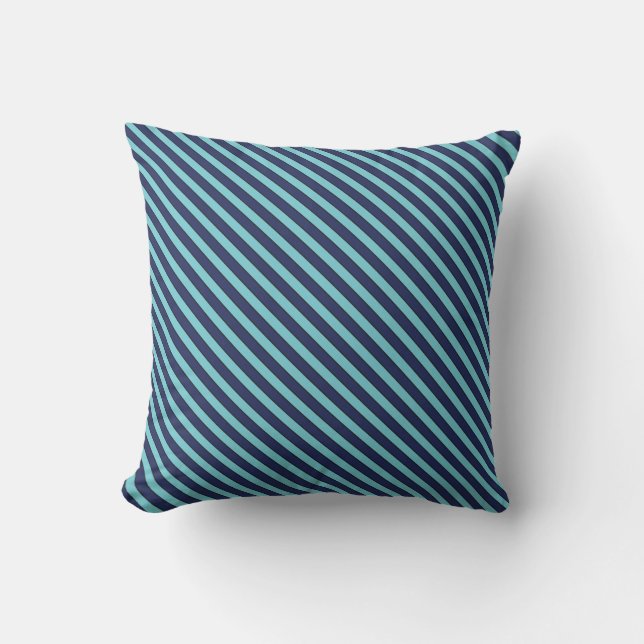 Navy Blue & Robin Egg Blue Streifen mit dünnen sch Kissen (Vorderseite)