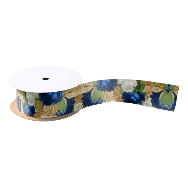 Navy Blue Rose Boho Handfasting Satinband (Spule)