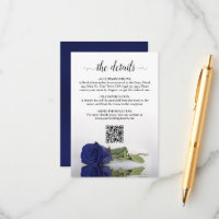 Navy Blue Rose Elegante Wedding Details QR Code