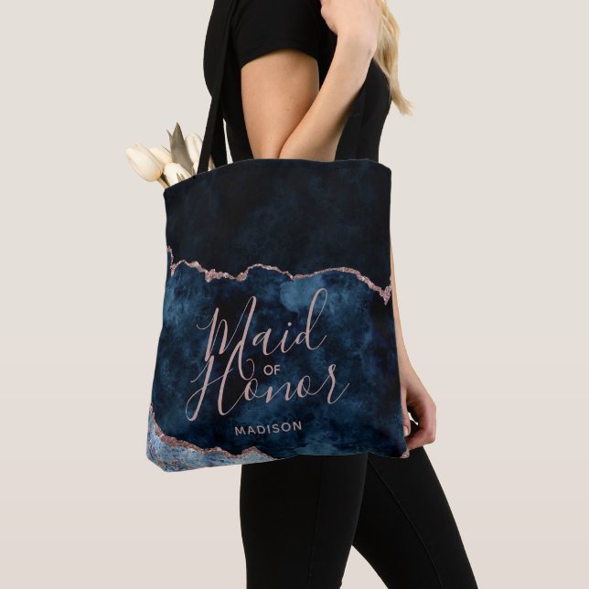 Navy Blue & Rose Gold Agate Marble Trauzeugin (Von Nahem)