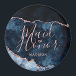 Navy Blue & Rose Gold Agate Marble Trauzeugin Magnet<br><div class="desc">Navy Blue & Rose Gold Foil Watercolor Marmor Agate Gilded Geode Design,  mit modernen und Script-Schriftart. Trendy und Chic Wedding Trauzeugin Magnet! ~ Karo mein Shop zu sehen,  die gesamte Hochzeitssuite für dieses Design!</div>