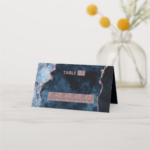 Navy Blue Rose Gold Agate Seating Tischnummer Platzkarte