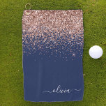 Navy Blue Rose Gold Blush Pink Glitzer Monogram Golfhandtuch<br><div class="desc">Rose Gold - Blush Pink und Navy Blue Sparkle Glitzer gebürstetes Metall Monogram Name Golf Handtuch. Das macht den perfekten 16 Geburtstag,  Hochzeit,  Brautparty,  Jubiläum,  Babydusche oder Junggeselinnen-Abschied Geschenk für jemanden,  der Lieben glamourösen Luxus und schicke Stile.</div>