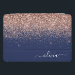 Navy Blue Rose Gold Blush Pink Glitzer Monogram iPad Pro Cover<br><div class="desc">Rose Gold - Blush Pink und Navy Blue Sparkle Glitzer Script Monogram Name Laptop Case. Das macht den perfekten 16 Geburtstag,  Hochzeit,  Brautparty,  Jubiläum,  Babydusche oder Junggeselinnen-Abschied Geschenk für jemanden,  der Lieben glamourösen Luxus und schicke Stile.</div>