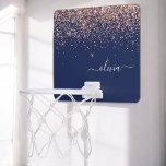Navy Blue Rose Gold Blush Pink Glitzer Monogram Mini Basketball Netz<br><div class="desc">Navy Blau und Rose Gold - Rosa Imitate Foil Metallic Sparkle Glitzer Monogram Name Mini Basketball Hoop. Das macht den perfekten 16 Geburtstag,  Hochzeit,  Brautparty,  Jubiläum,  Babydusche oder Junggeselinnen-Abschied Geschenk für jemanden,  der Lieben glamourösen Luxus und schicke Stile.</div>