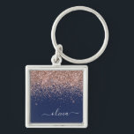 Navy Blue Rose Gold Blush Pink Glitzer Monogram Schlüsselanhänger<br><div class="desc">Rose Gold - Blush Pink und Navy Blue Sparkle Glitzer Script Monogram Name Keychains (Key Chain). Das macht den perfekten 16 Geburtstag,  Hochzeit,  Brautparty,  Jubiläum,  Babydusche oder Junggeselinnen-Abschied Geschenk für jemanden,  der Lieben glamourösen Luxus und schicke Stile.</div>