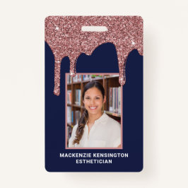 Navy Blue Rose Gold Drilling Glitzer Foto Ausweis