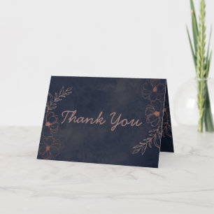 Navy Blue & Rose Gold Foil Custom Wedding Foto Dankeskarte