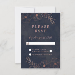 Navy Blue & Rose Gold Foil Hochzeitschicken UAWG A RSVP Karte