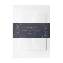 Navy Blue & Rose Gold Foil Rustic Wedgram Einladungsbanderole