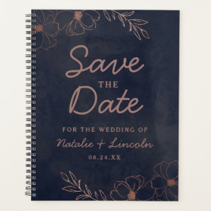 Navy Blue & Rose Gold Foil Save the Date Hochzeit Planer