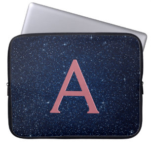 Navy Blue & Rose Gold Glitzer und Sparkle Monogram Laptopschutzhülle