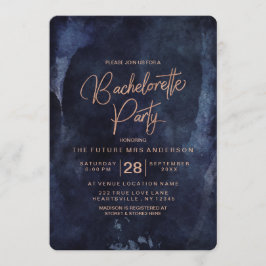 Navy Blue Rose Gold Junggeselinnen-Abschied Einlad Einladung