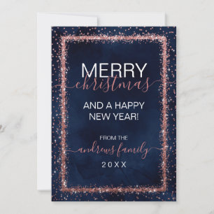 Navy Blue Rose Gold Sprinkled Confetti Weihnachten