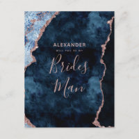 Navy Blue Rosen Gold Agate wird mein Bridesman sei