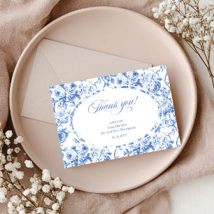 Navy Blue Rosen Klassische Hochzeit Dankeskarten Dankeskarte