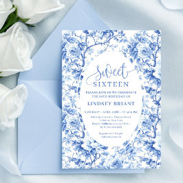 Navy Blue Roses Digital Sweet Sixteen Invitation Einladung