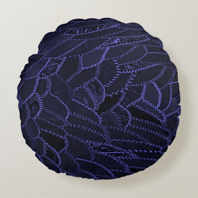 Navy Blue Round Throw Kissen (Vorderseite)