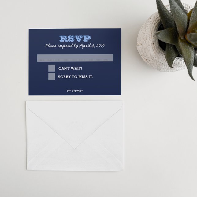Navy Blue RSVP Card mit Guest Message Lines Karte (Von Creator hochgeladen)