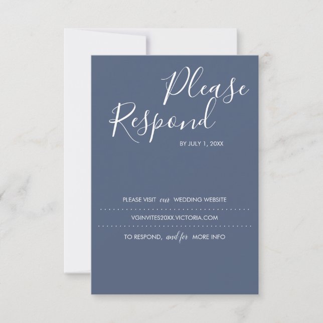 Navy Blue RSVP Card, Wedding Website (Vorderseite)