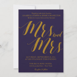 Navy Blue Rustic Chic Mrs. und Mrs. Lesbian Weddin Einladung