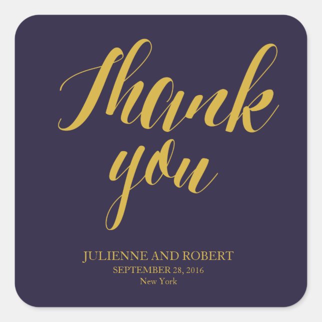 Navy Blue Rustic Chic Wedding Danke Stickers (Vorderseite)