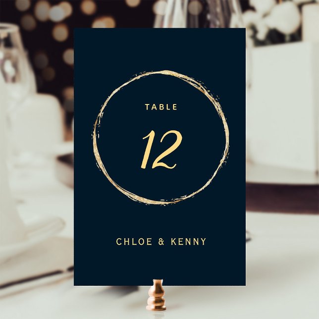 Navy Blue Rustic Gold Circle Wedding Tischnummer (Von Creator hochgeladen)