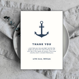 Navy Blue Rustic Nautical Anchor Baby Dusche Dankeskarte