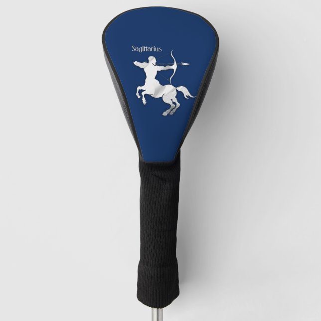 Navy Blue Sagittarius Zodiac Golf Headcover (Vorderseite)