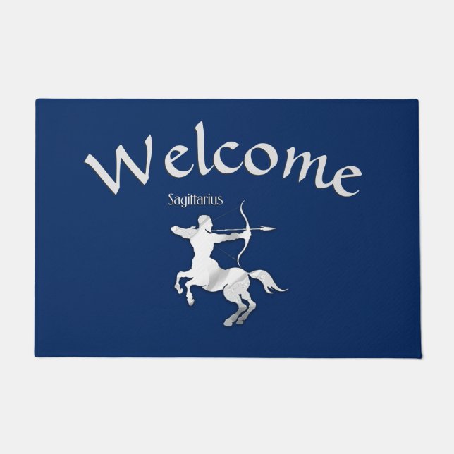 Navy Blue Sagittarius Zodiac Welcome Mat Fußmatte (Vorderseite)