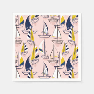 Navy Blue Sailboote Party Serviette
