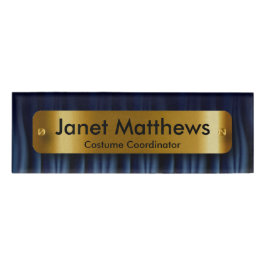 Navy Blue Satin Ribbon mit Gold Label Plakat Namenschild