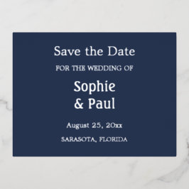 Navy Blue Save the Date Foil Einladung Postcard
