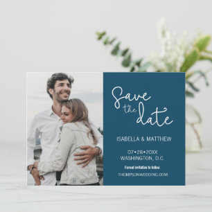 Navy Blue Save the Date Typografie Custom Foto