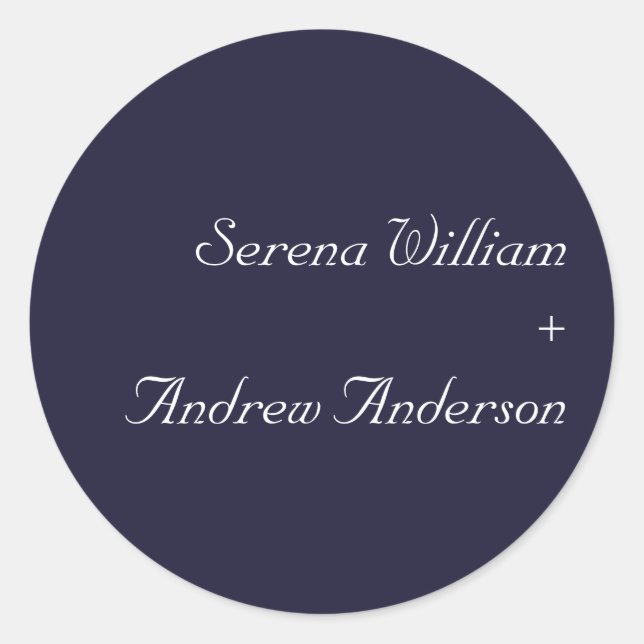 Navy Blue Schlicht Modern Solid Wedding Runder Aufkleber (Vorderseite)