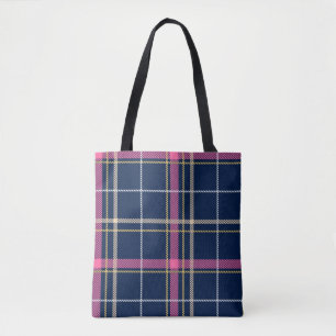 Navy Blue Scottish Tartan Kariert Pink White Strip