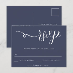 Navy Blue Script Hochzeitsreaktion UAWG Postcard Postkarte