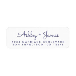 Navy Blue Script Names Wedding Rücksendeadresse