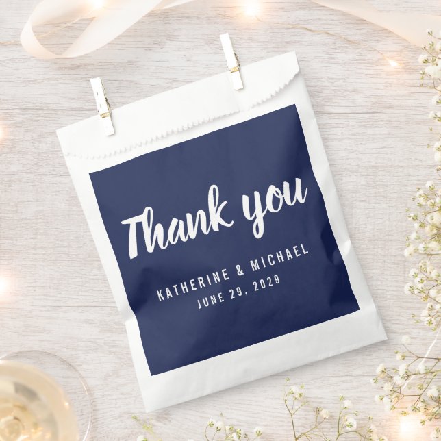 Navy Blue Script Wedding Favor Bags Geschenktütchen (Ausgeschnitten)
