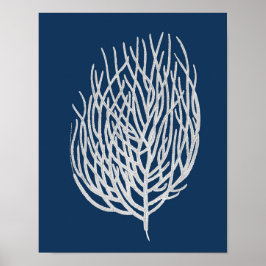 Navy Blue Sea Coral #9 Stranddekoration Kunst Poster